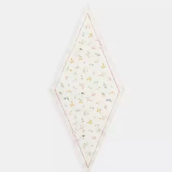 Coach Tossed Floral Print Silk Diamond Scarf - Picture 2 of 3